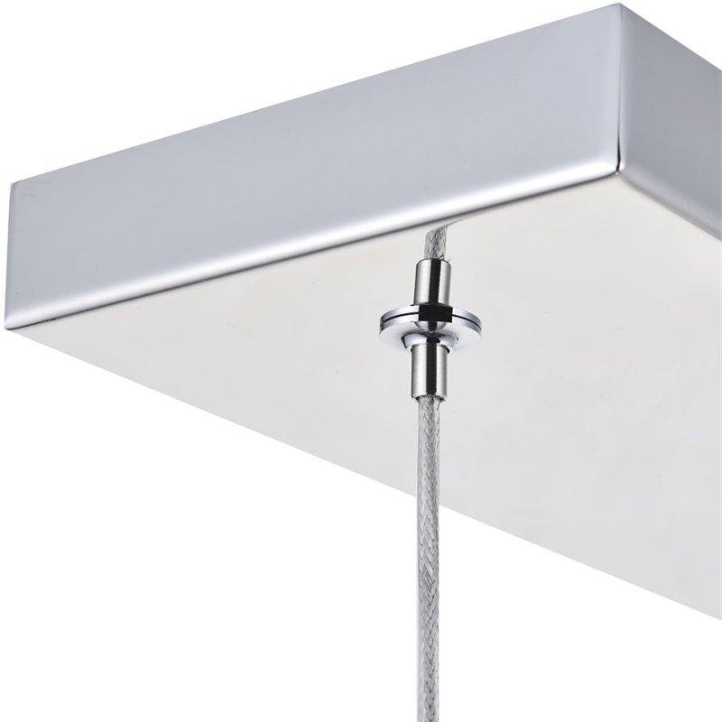 Pemberly Row Contemporary 5 Light Metal LED Island Pendant in Chrome