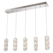 Pemberly Row Contemporary 5 Light Elegant Cut LED Island Pendant in Chrome