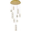 Pemberly Row Contemporary 9 Light Royal Cut Crystal LED Pendant in Gold