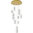Pemberly Row Contemporary 9 Light Royal Cut Crystal LED Pendant in Gold