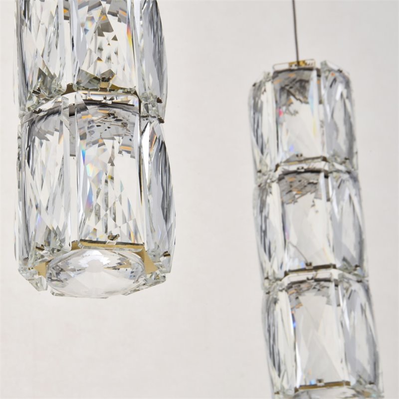 Pemberly Row Contemporary 9 Light Royal Cut Crystal LED Pendant in Gold