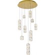 Pemberly Row Contemporary 9 Light Royal Cut Crystal LED Pendant in Gold