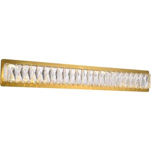 Pemberly Row Contemporary 32&quot Royal Cut Crystal Vanity Light in Gold