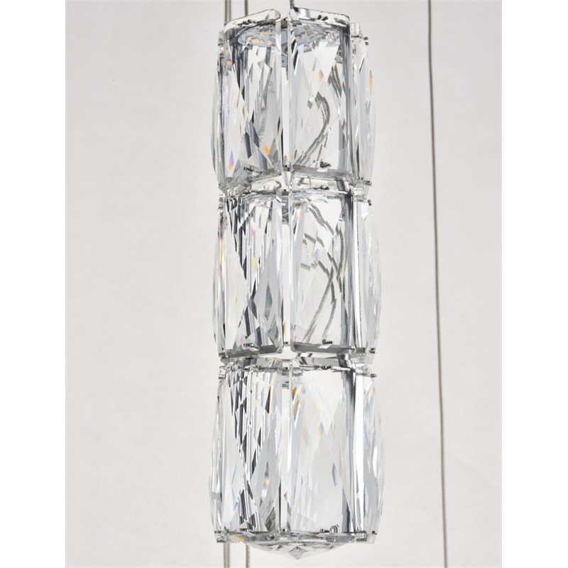 Pemberly Row Contemporary 12 Light Royal Cut Crystal LED Pendant in Chrome