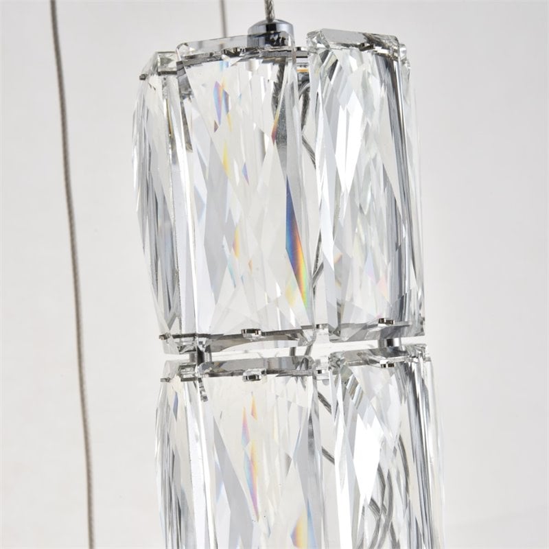 Pemberly Row Contemporary 12 Light Royal Cut Crystal LED Pendant in Chrome