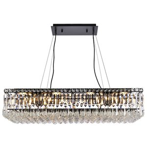 Pemberly Row Contemporary 36&quot Metal and Crystal Chandelier in Black