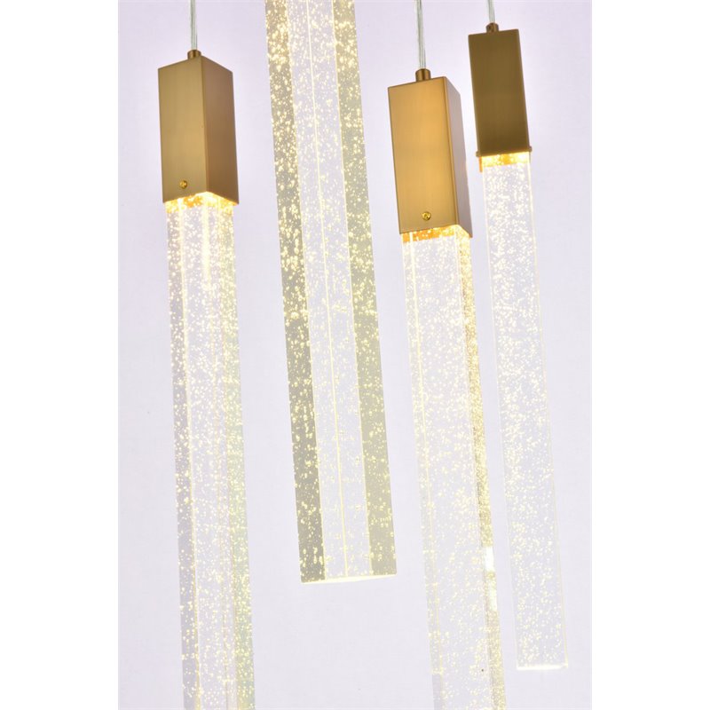Pemberly Row Contemporary 5-Light Metal and Crystal Pendant in Gold