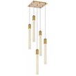Pemberly Row Contemporary 5-Light Metal and Crystal Pendant in Gold