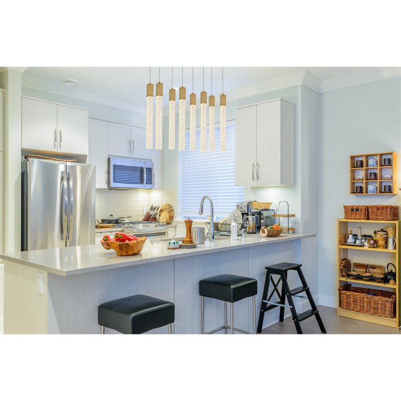 Pemberly Row Contemporary 25-Light Metal and Crystal Pendant in Satin Gold