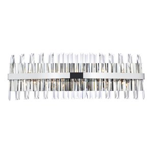 Pemberly Row Contemporary 36&quot Iron and Crystal Bath Sconce in Chrome