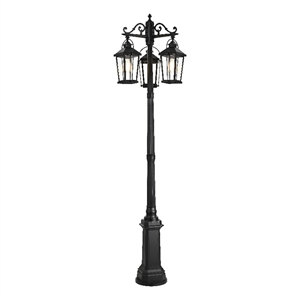 Pemberly Row Contemporary 84&quot Outdoor Post Light With Pole in Black