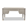 Pemberly Row Gold Accent 5-Drawer Wood Desk in Grey Cashmere