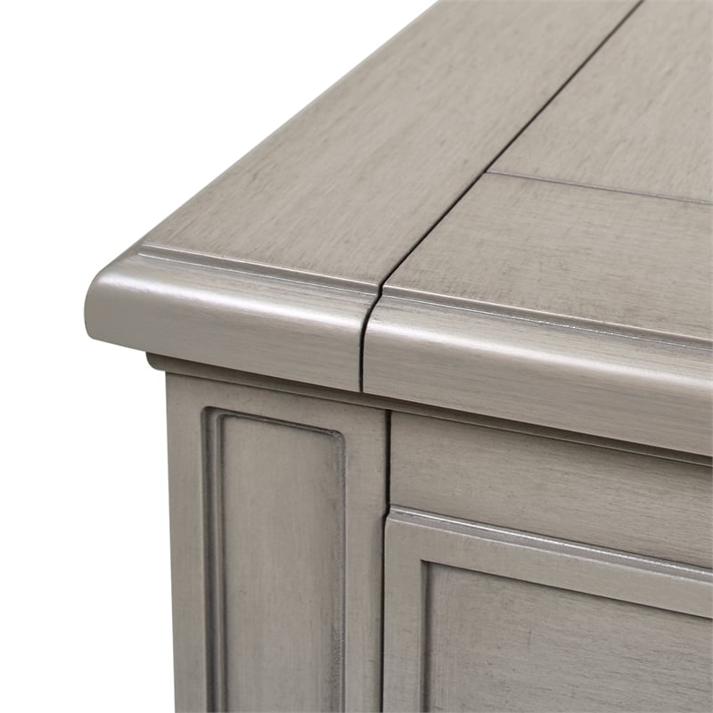Pemberly Row Gold Accent 5-Drawer Wood Desk in Grey Cashmere
