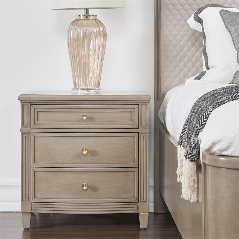 Pemberly Row Contemporary Gold Accent End Table Grey Cashmere