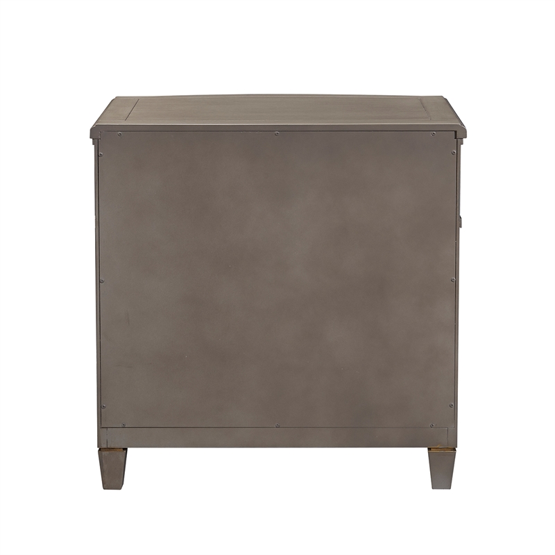 Pemberly Row Contemporary Gold Accent End Table Grey Cashmere