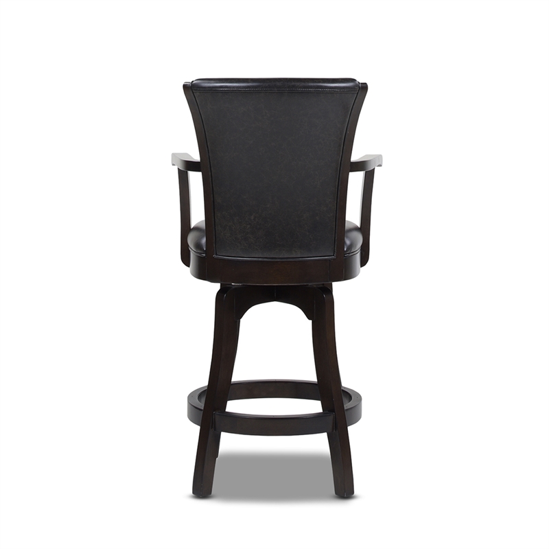 Pemberly Row Swivel Counter Height Bar Stool Vintage Black Brown Faux Leather