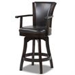 Pemberly Row Swivel Counter Height Bar Stool Vintage Black Brown Faux Leather