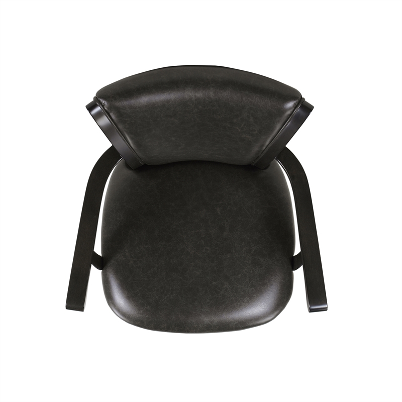 Pemberly Row Swivel Counter Height Bar Stool Vintage Black Brown Faux Leather