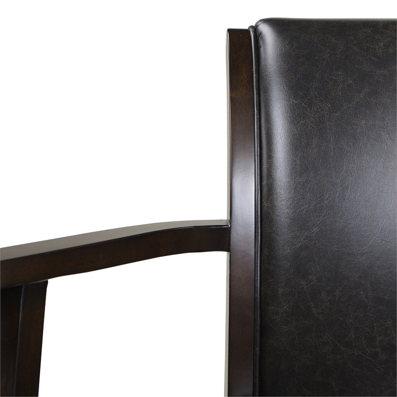 Pemberly Row Swivel Counter Height Bar Stool Vintage Black Brown Faux Leather