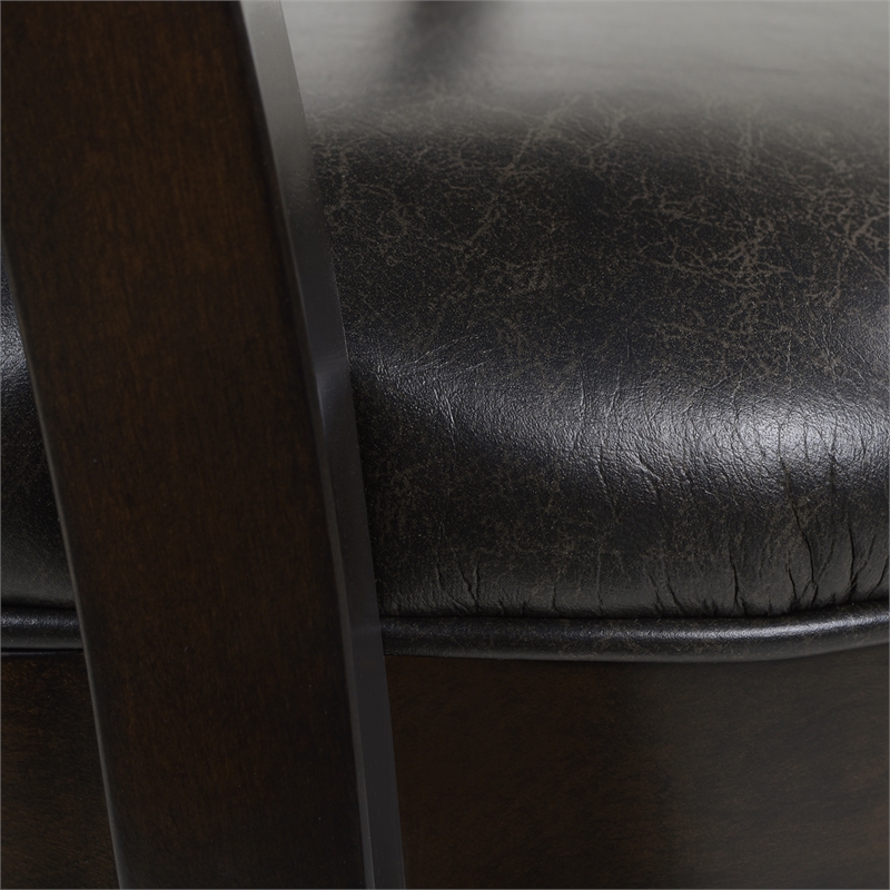 Pemberly Row Swivel Counter Height Bar Stool Vintage Black Brown Faux Leather