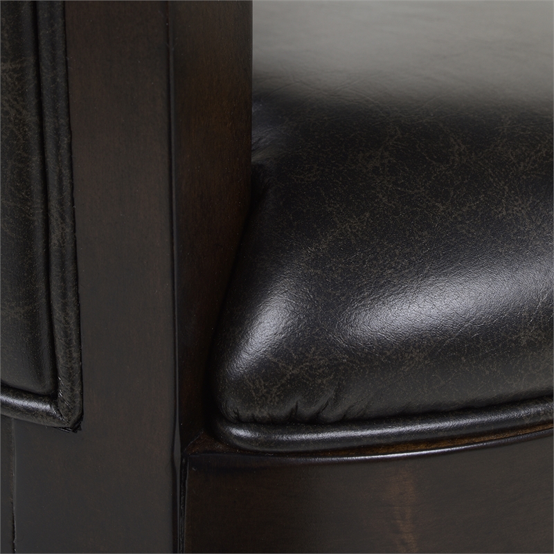 Pemberly Row Swivel Counter Height Bar Stool Vintage Black Brown Faux Leather