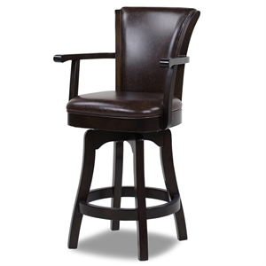 Pemberly Row 27&quot Swivel Counter Height Bar Stool Vintage Brown Faux Leather