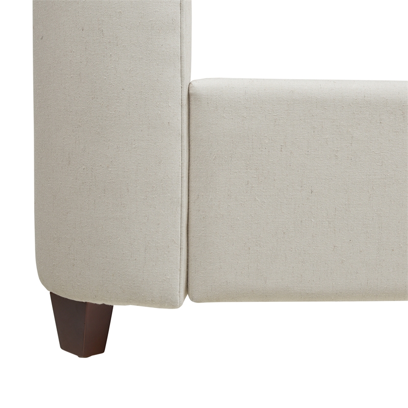 Pemberly Row Contemporary King Platform Bed Frame Light Beige