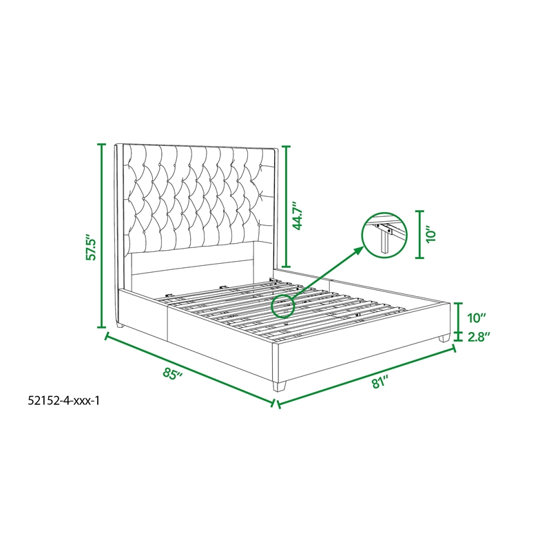 Pemberly Row Contemporary King Platform Bed Frame Light Beige