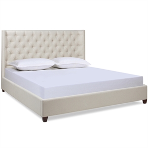 Pemberly Row Contemporary King Platform Bed Frame Light Beige