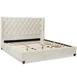 Pemberly Row Contemporary King Platform Bed Frame Light Beige