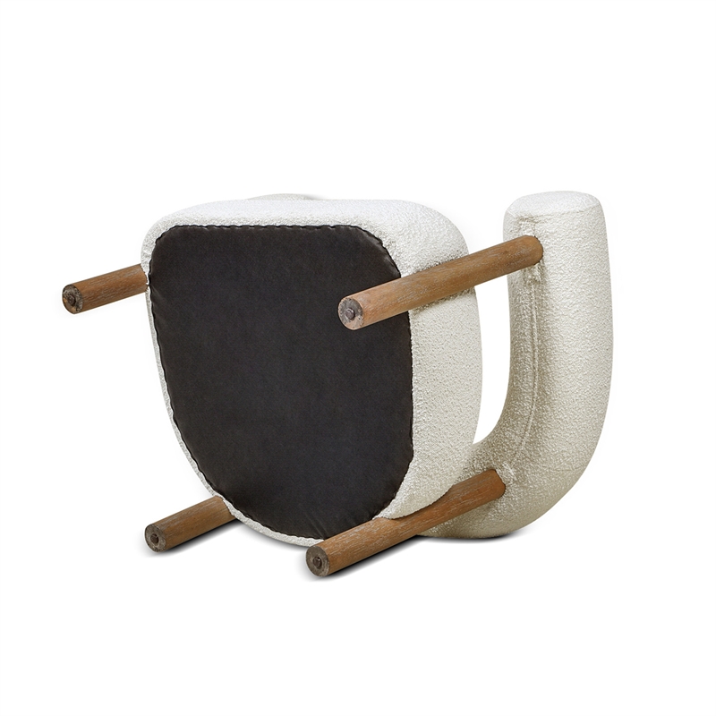 Pemberly Row Mid-Century Modern Barrel Accent Arm Chair Ivory White Boucle