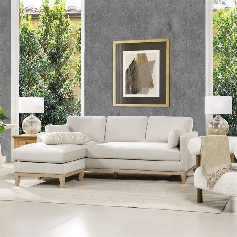 Pemberly Row Reversible Chaise Sectional Sofa French Beige Performance Velvet