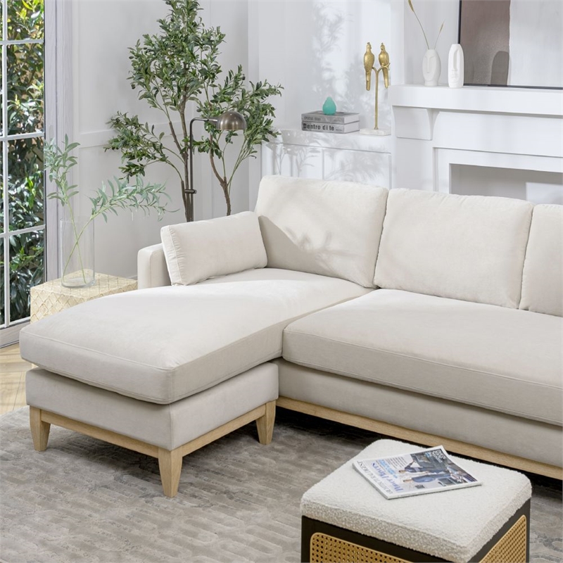 Pemberly Row Reversible Chaise Sectional Sofa French Beige Performance Velvet