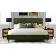 Pemberly Row Wavy Headboard Platform Bed King Olive Green Performance Velvet