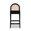 Pemberly Row Curved Back Cane Rattan Counter Stool Set of 2 Ebony Black Boucle
