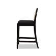 Pemberly Row Curved Back Cane Rattan Counter Stool Set of 2 Ebony Black Boucle