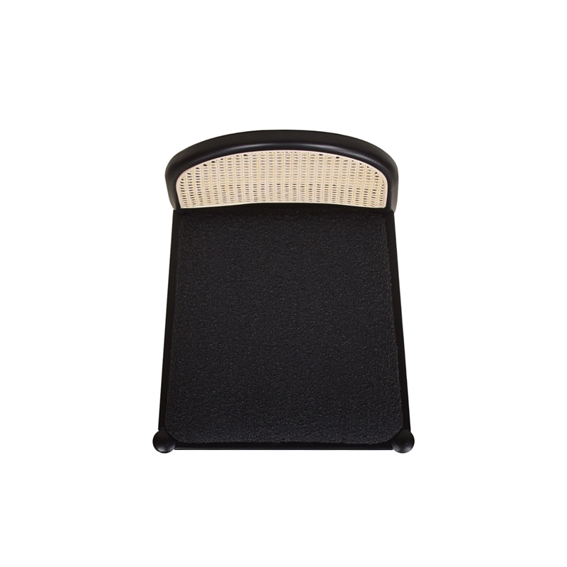 Pemberly Row Curved Back Cane Rattan Counter Stool Set of 2 Ebony Black Boucle