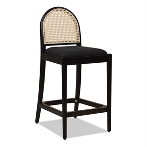 Pemberly Row Curved Back Cane Rattan Counter Stool Set of 2 Ebony Black Boucle