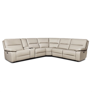 Pemberly Row Modern Power Motion 6 Piece Reclining Sectional with Cup Holders