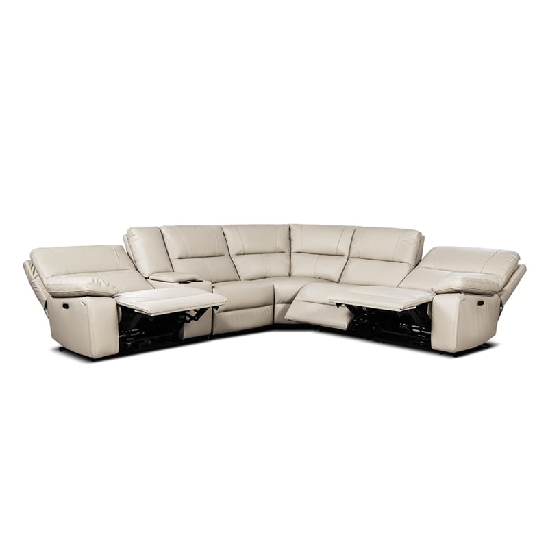 Pemberly Row Modern Power Motion 6 Piece Reclining Sectional with Cup Holders