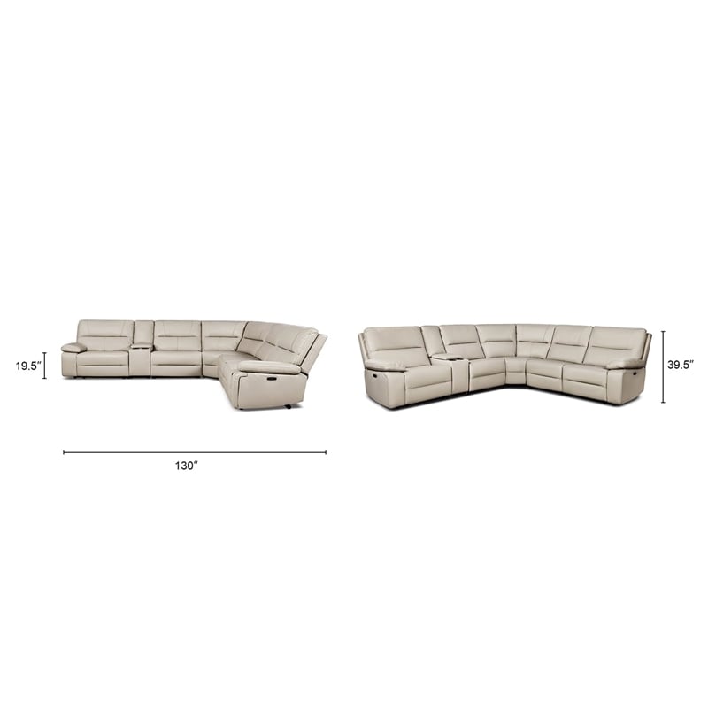 Pemberly Row Modern Power Motion 6 Piece Reclining Sectional with Cup Holders