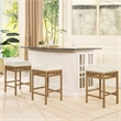 Pemberly Row Backless Counter Stool with Resin Rattan Frame Ivory White Boucle