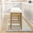 Pemberly Row Backless Counter Stool with Resin Rattan Frame Ivory White Boucle