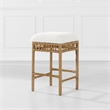 Pemberly Row Backless Counter Stool with Resin Rattan Frame Ivory White Boucle