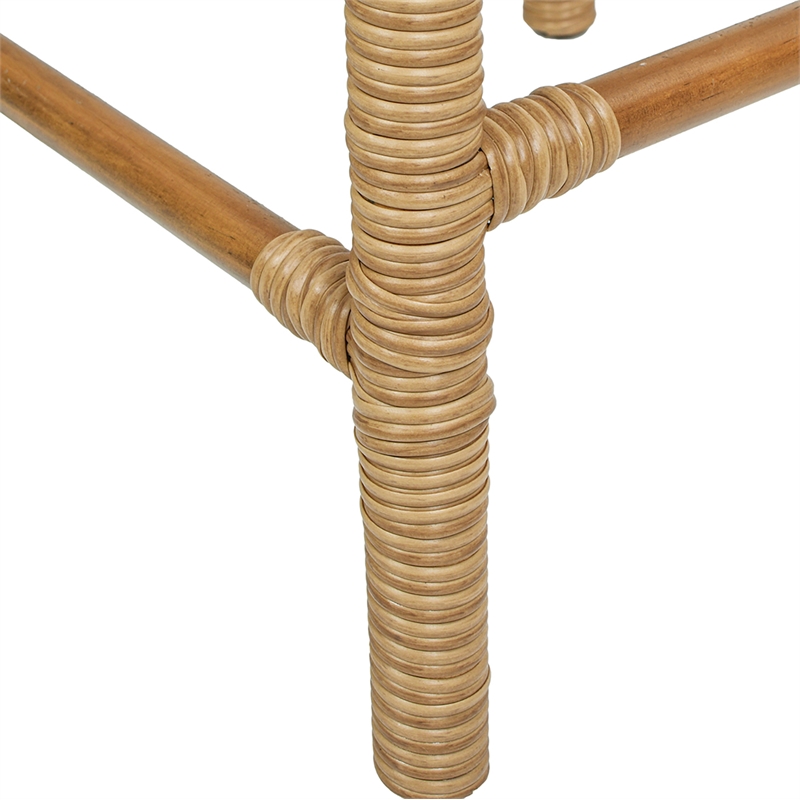 Pemberly Row Backless Counter Stool with Resin Rattan Frame Ivory White Boucle