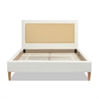 Pemberly Row Upholstered Cane-Back Platform Bed Queen Snow White