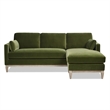 Pemberly Row Velvet Upholstered Reversible Chaise Sectional Sofa in Olive Green