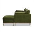 Pemberly Row Velvet Upholstered Reversible Chaise Sectional Sofa in Olive Green