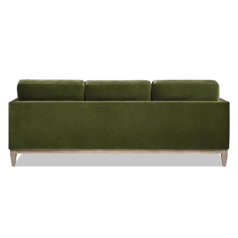 Pemberly Row Velvet Upholstered Reversible Chaise Sectional Sofa in Olive Green