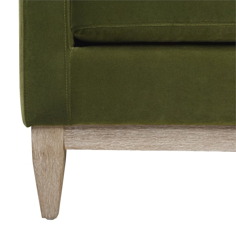 Pemberly Row Velvet Upholstered Reversible Chaise Sectional Sofa in Olive Green